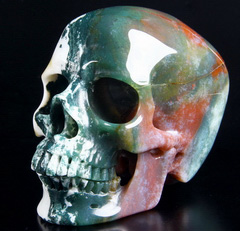 Huge 5.0" Indian Agate Carved Crystal Skull, Super Realistic
