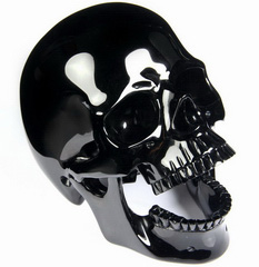 Huge 5.2" Black Obsidian Carved Crystal Laughing Skull