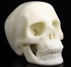 Huge 5.0" White Jade Carved Crystal Skull, Super Realistic