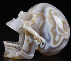 Nice Huge 5.4" Agate Carved Crystal Skull