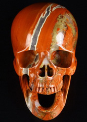 Huge 5.2" Red Jasper Carved Crystal Laughing Skull