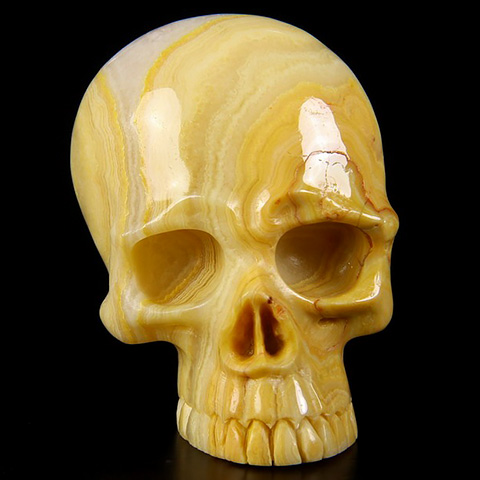 Crazy Lace Agate Carved Crystal Skull Buckle