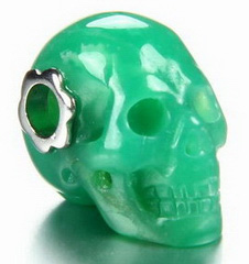 Gemstone Chrysoprase Carved Crystal Skull Pendant