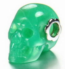 Gemstone Chrysoprase Carved Crystal Skull Pendant