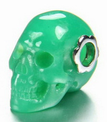 Gemstone Chrysoprase Carved Crystal Skull Pendant