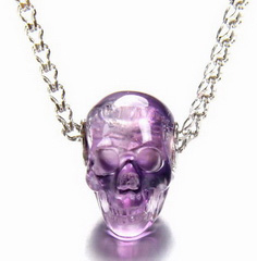 Gemstone Amethyst Carved Crystal Skull Pendant