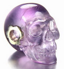 Gemstone Amethyst Carved Crystal Skull Pendant with Sterling Silver
