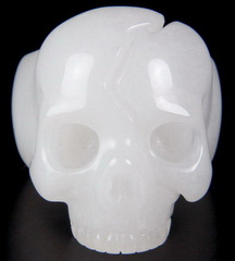 Size 9 1/2, New White Jade Carved Crystal Skull Ring