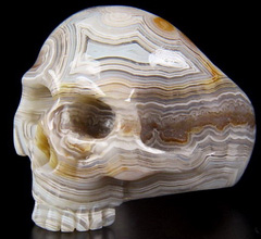 Gemstone Size 7, Crazy Lace Agate Carved Crystal Skull Ring