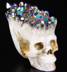 Aura 2.9" Quartz Druse Carved Crystal Skull