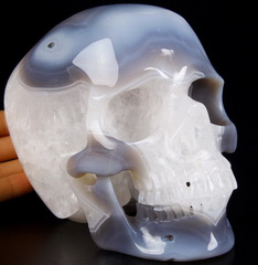 Nice Huge 5.8" Agate Geode Carved Crystal Skull