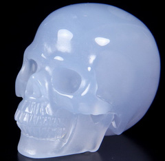 Gemstone 1.9" Blue Chalcedony Carved Crystal Skull, Realistic