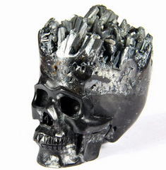 Nice Mineral 2.6" Stibnite Carved Crystal Skull