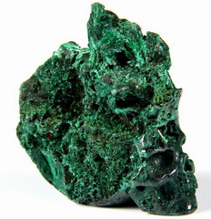 Nice Mineral 2.0" Malachite Carved Crystal Skull