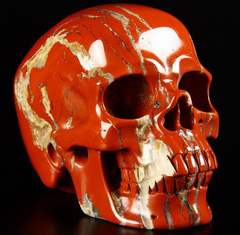 Huge 4.8" Red Jasper Carved Crystal Skull, Super Realistic