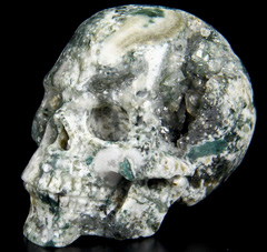 Unique Geode 2.5" Ocean Jasper Carved Crystal Geode Skull, Realistic