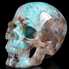 Gemstone Huge 4.0" Amazonite Carved Crystal Skull, Super Realistic