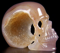 Nice 2.5" Agete Geode Carved Crystal Skull