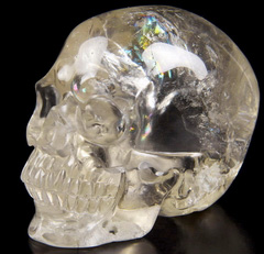 Rainbow 3.5" Smoky/Smokey Quartz Rock Crystal Carved Crystal Skull, Super Realistic