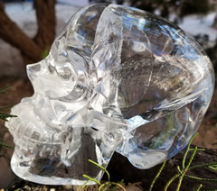 Amazing Clear Huge 5.7" Quartz Rock Crystal Carved Crystal Skull, Super Realistic