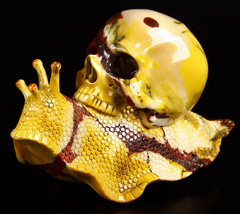 Amazing Nice Huge 6.3" Mookaite Jasper Carved Crystal Skull & Snail Sculpture