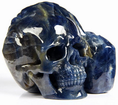 Amazing Gemstone 3.2" Sapphire Corundum Carved Crystal Skull Sculpture