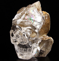 Rainbow Clear Huge 4.8" Quartz Rock Crystal Carved Crystal Skull Sculpture