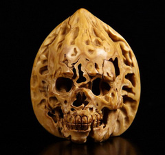 2.0" Walnut Carved Crystal Skull