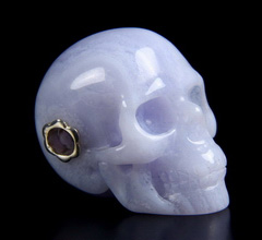 Gemstone 1.2" Blue Lace Agate Carved Crystal Skull Pendant