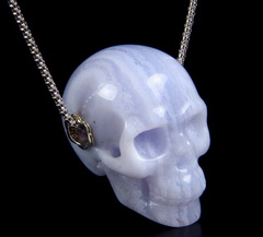 Gemstone 1.2" Blue Lace Agate Carved Crystal Skull Pendant