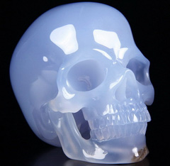 Gemstone 3.2" Blue Chalcedony Carved Crystal Skull, Super Realistic