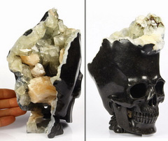 Amazing Mineral 6.6" Harmotome Carved Crystal Skull Sculpture