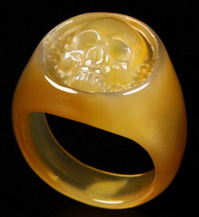 Gemstone Size 11 1/2, Carnelian Carved Crystal Skull Ring