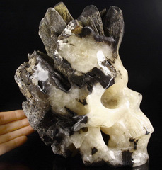 Huge 8.7" Empire Agate Druse Carved Crystal Skull Sculpture