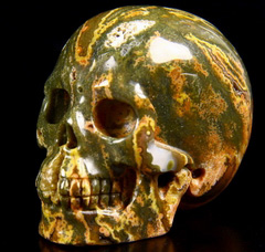 Geode Nice Gemstone 2.0" Ocean Jasper Carved Crystal Geode Skull, Realistic