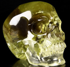 Gemstone Huge 5.0" Citrine Carved Crystal Skull, Super Realistic