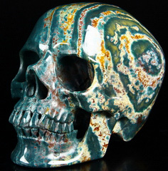 Amazing Gemstone Huge 5.0" Bloodstone Carved Crystal Skull, Super Realistic