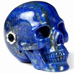 Gem Quality Lapis Lazuli Carved Crystal Skull Pendant with Sterling Silver