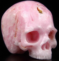 Nice 3.3" Pink Aragonite Carved Crystal Skull without Jaw