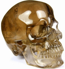 Clear Huge 5.7" Smoky/Smokey Quartz Rock Crystal Carved Crystal Skull, Super Realistic