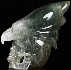 Huge 4.6" Green Tourmaline Quartz Carved Crystal Skull