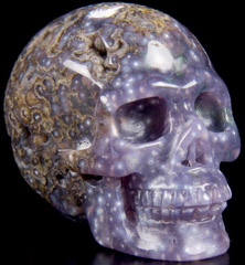 Nice 2.0" Purple Grape Agate Carved Crystal Skull, Realistic