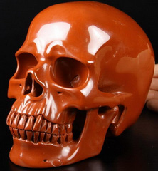 Huge 6.2" Red Jasper Carved Crystal Skull, Super Realistic