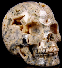 Gemstone 1.9" Rhodochrosite Carved Crystal Skull, Realistic