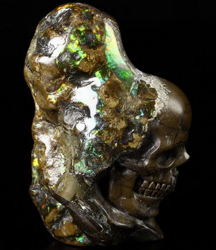 Flash 3.1" Ammolite Carved Crystal Skull, Realistic