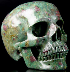 Huge 5.0" Ruby Fuchsite Carved Crystal Skull, Super Realistic
