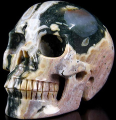 5.0" Ocean Jasper Carved Crystal Skull, Realistic