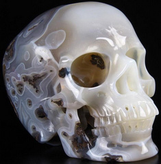 huge 5.2" Agate Carved Crystal Skull, Realistic