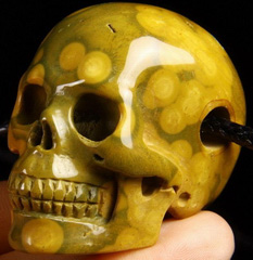 2.0" Ocean Jasper Carved Crystal Skull, Realistic