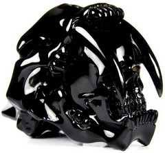 AWESOME 5.0" Black Obsidian Carved Crystal Smilodon SABER-TOOTHED Tiger/Cat Skull, Realistic